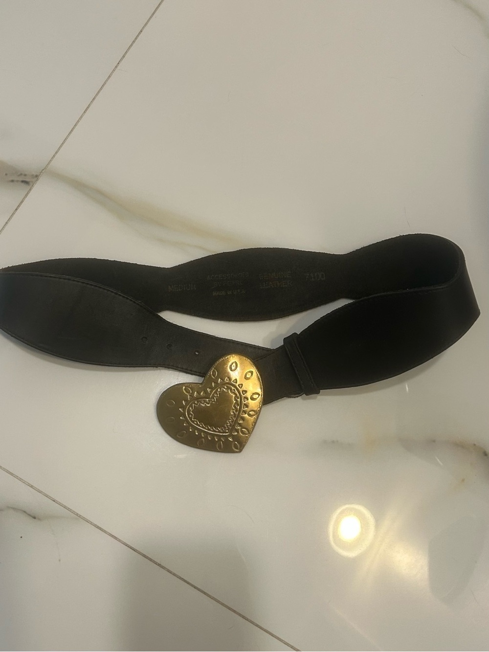 Vintage 80s Accessories by Pearl Black Genuine Leather Waist Belt